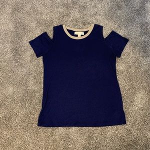 Michael Kors navy women’s open shoulder top